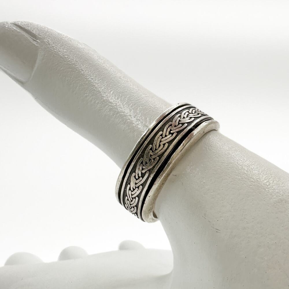 Vtg Mens Celtic Spinner Ring Sterling Silver Braided 90s Fashion 925 Size 10.25 - Picture 12 of 12